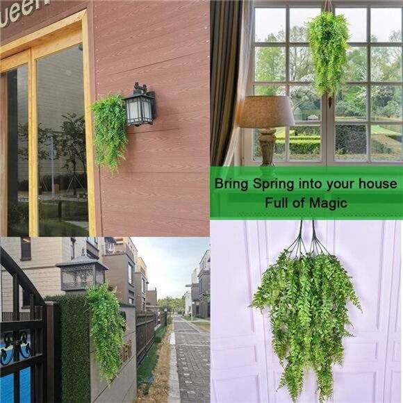 Fake Fern Artificial Hanging Ferns Outdoor Faux Hanging Greenery Plant Indoor - Picture 13 of 14